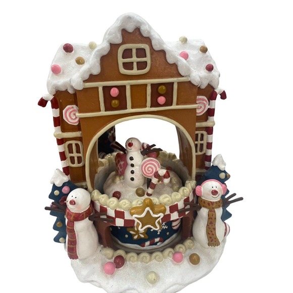 Gingerbread House Musical Rotating Snowman Music Box by Studio Nova W/Box - Picture 13 of 16